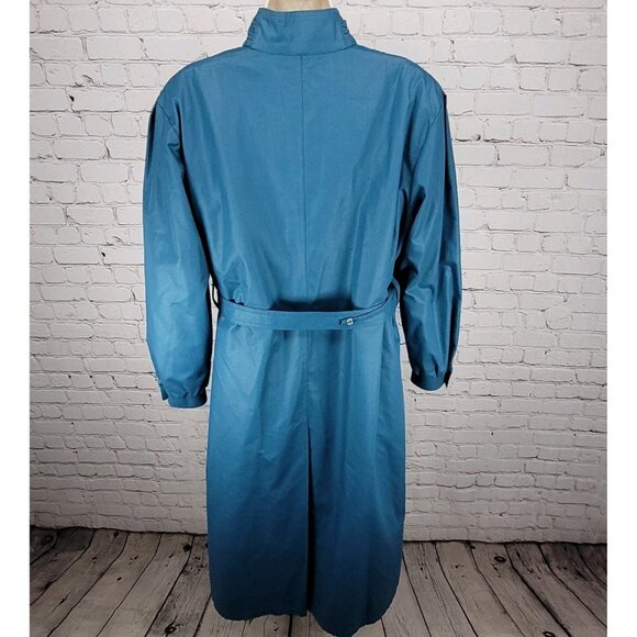 VTG London Fog Maincoats Blue Belt Thinsulate Zip Liner Overcoat Trench USA 14R - Picture 2 of 16